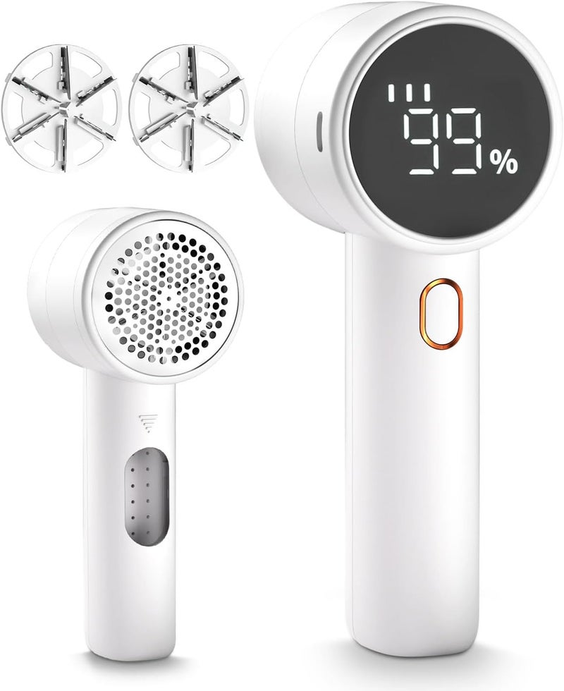 Peiyuu Fabric Shaver, Lint Remover Rechargeable, Electric Portable Sweater Defuzzer with 3 Speeds, 6 Leaf Blades, Digital LED Display to Remove Pilling for Clothes, Furniture, Sweater, Couch, Blanket - Image 1